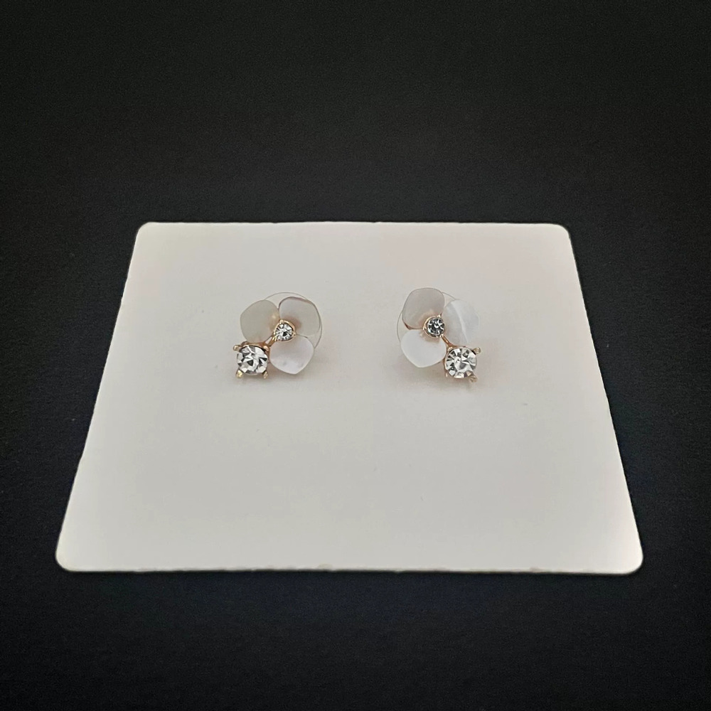 Kate SPADE Mini Shell Rhinestone Metal Flower Earrings - Picture 6 of 6